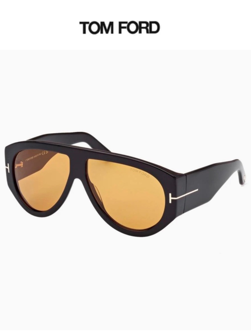 New Tom Ford Bronson Black Sunglasses with Amber Lenses